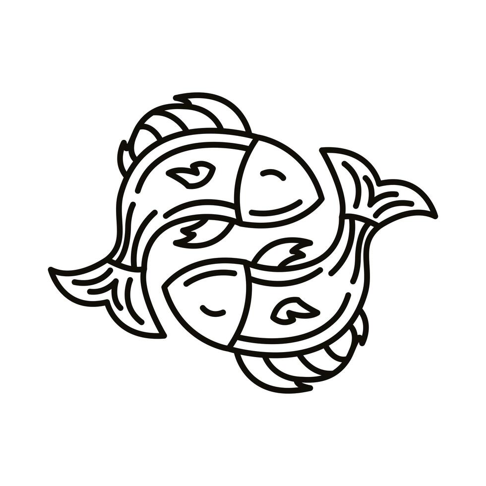 pisces zodiac sign line style icon vector
