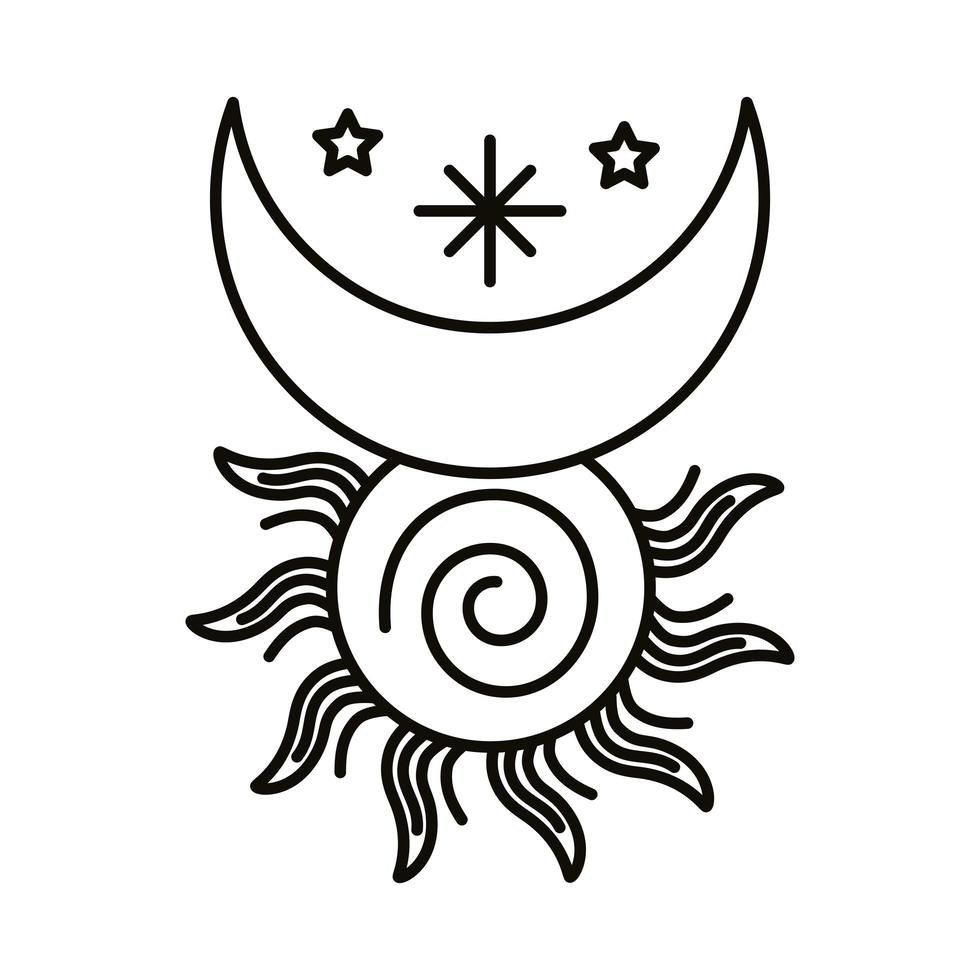 icono de estilo de línea de símbolo del zodíaco de la luna y el sol vector