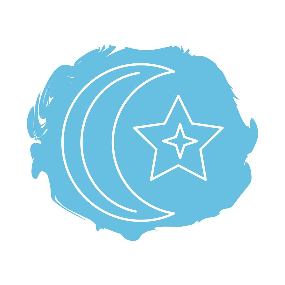 moon and stars zodiac symbol block style icon vector