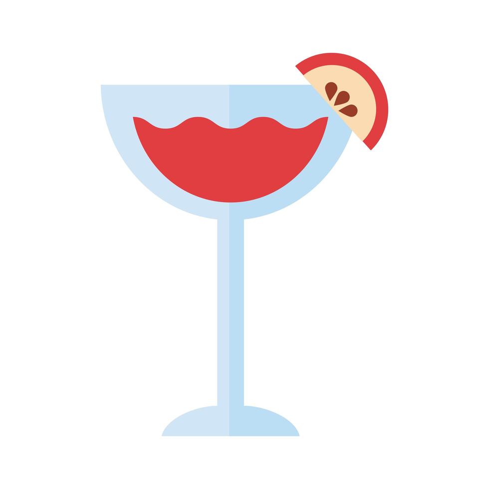 taza con bebida de cóctel y pomelo icono de estilo plano vector