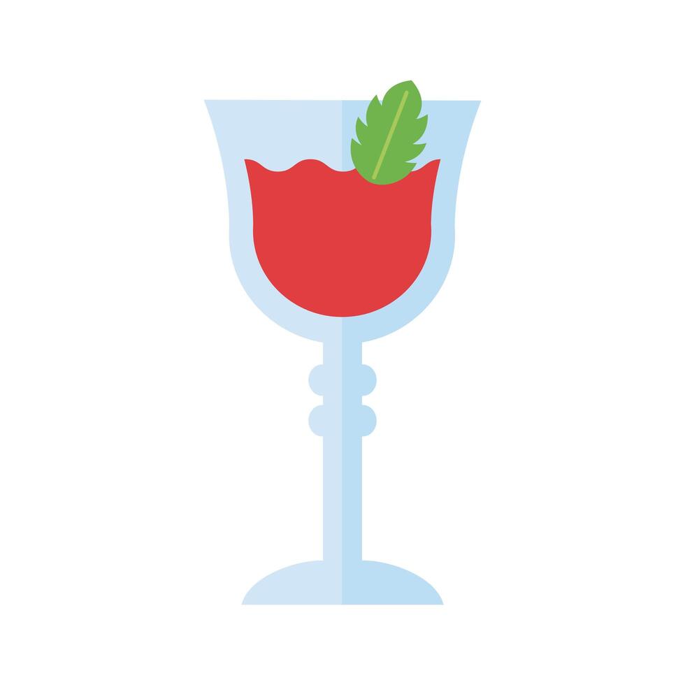 cup with cocktail and mint leaf drink flat style icon vector