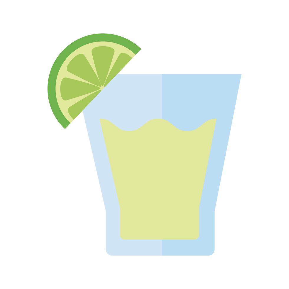 vaso con bebida de limón icono de estilo plano vector