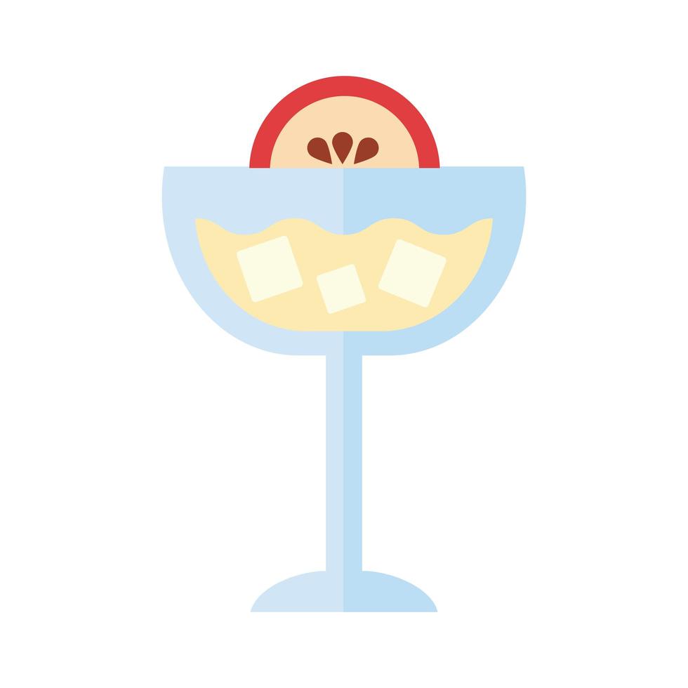 cup with cocktail drink and grapefruit flat style icon vector