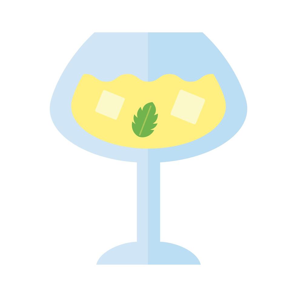 cup with cocktail and mint leaf drink flat style icon vector