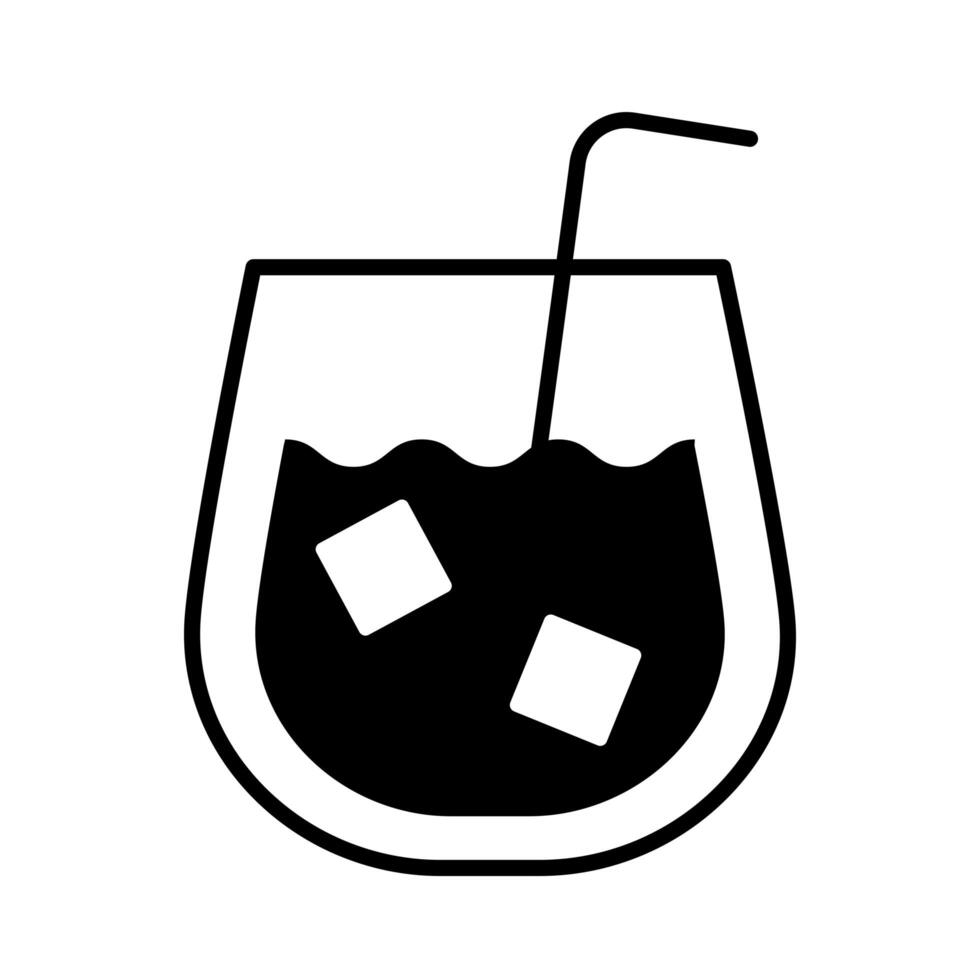 icono de estilo de línea de bebida de taza de whisky vector