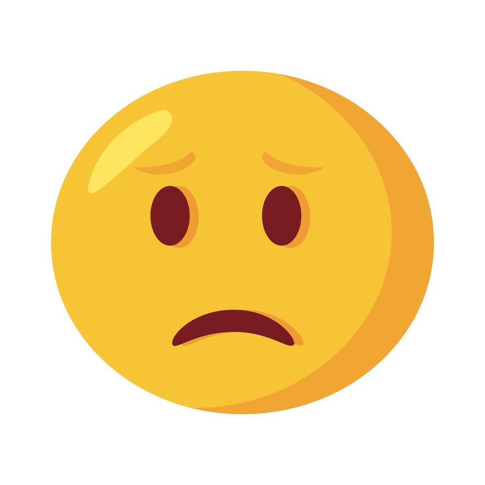 icono de estilo plano clásico de cara de emoji triste vector