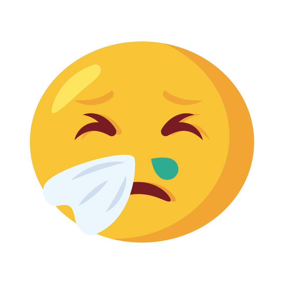 sick cold emoji face classic flat style icon vector