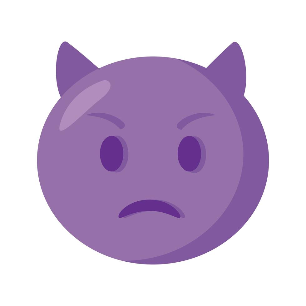 diablo emoji cara icono de estilo plano clásico vector