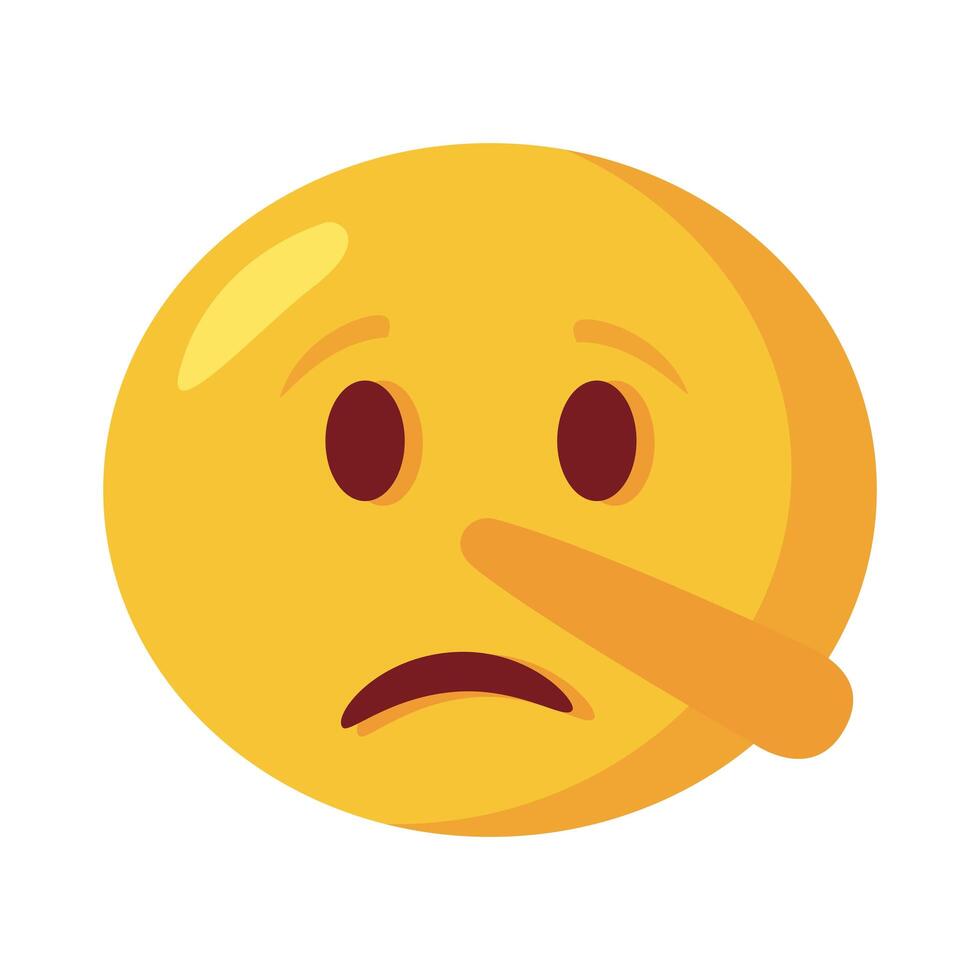 cara de emoji triste con icono de estilo plano de nariz larga vector