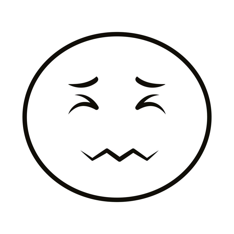 icono de estilo de línea de cara de emoji enojado vector