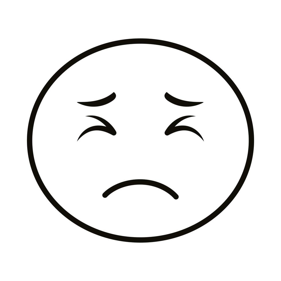 sad emoji face classic line style icon vector