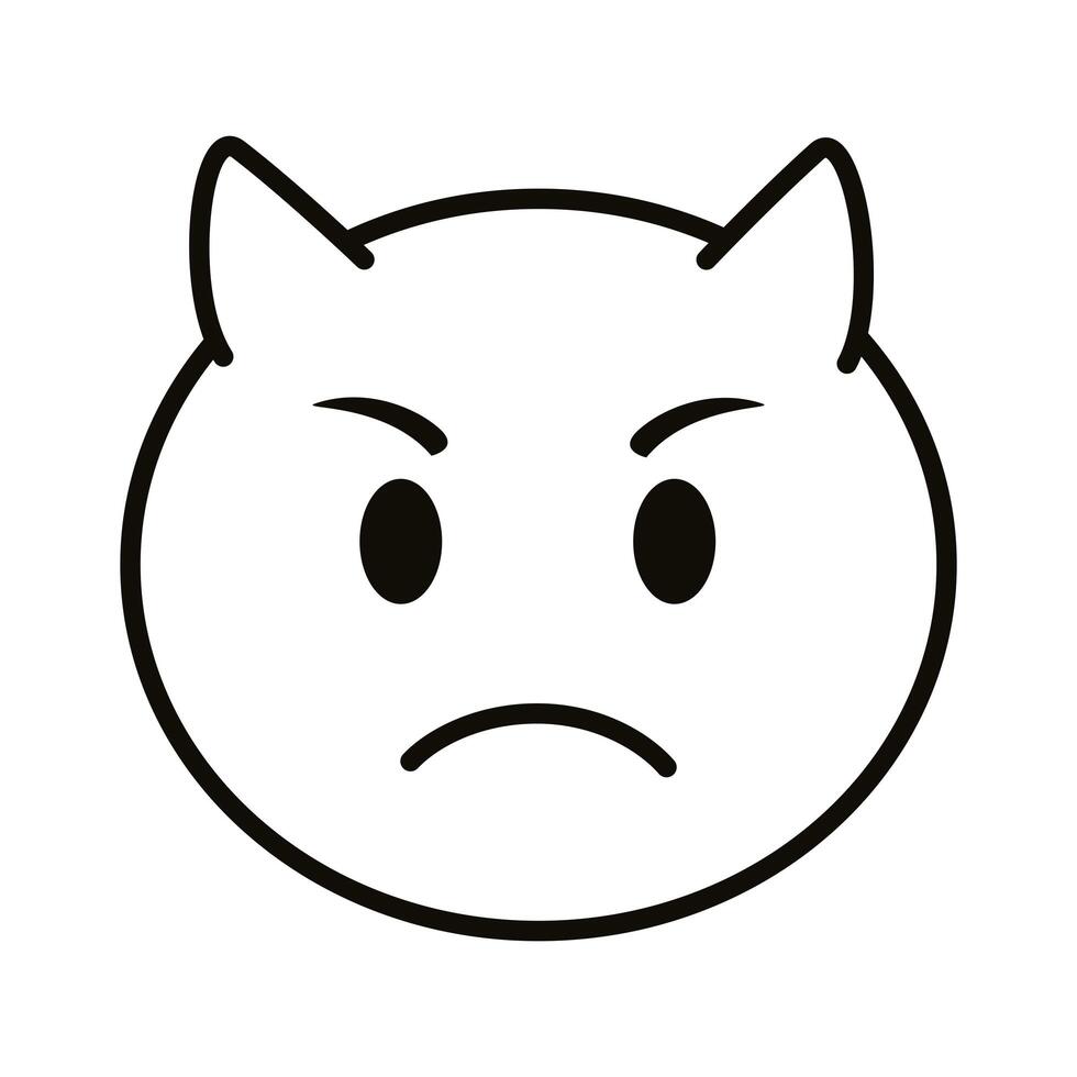 devil emoji face classic line style icon vector