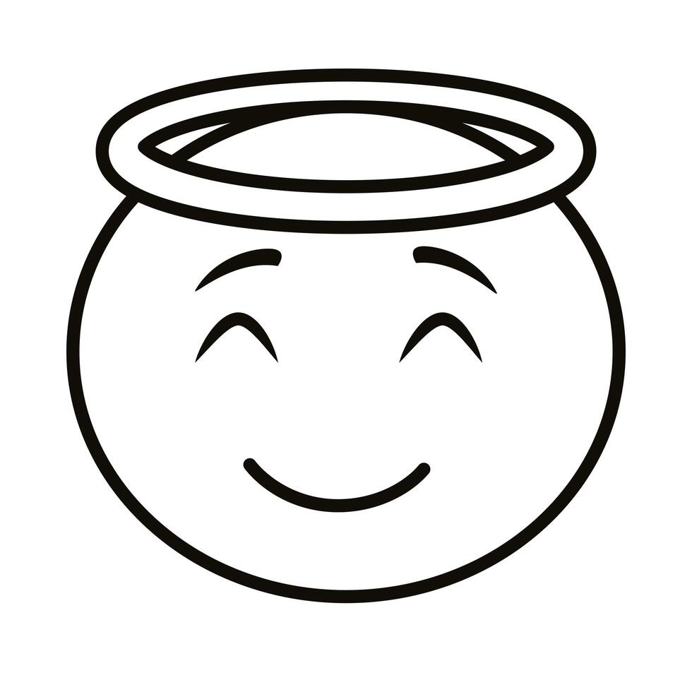 angel emoji face classic line style icon vector