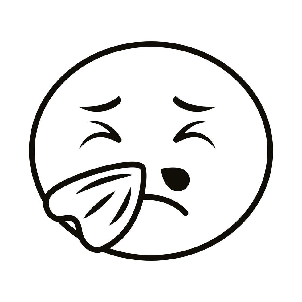 sick cold emoji face classic line style icon vector