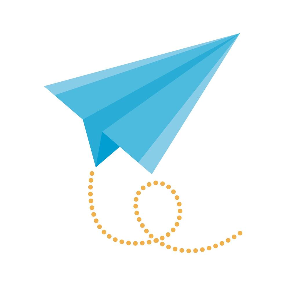 airplane paper flying flat style icon vector