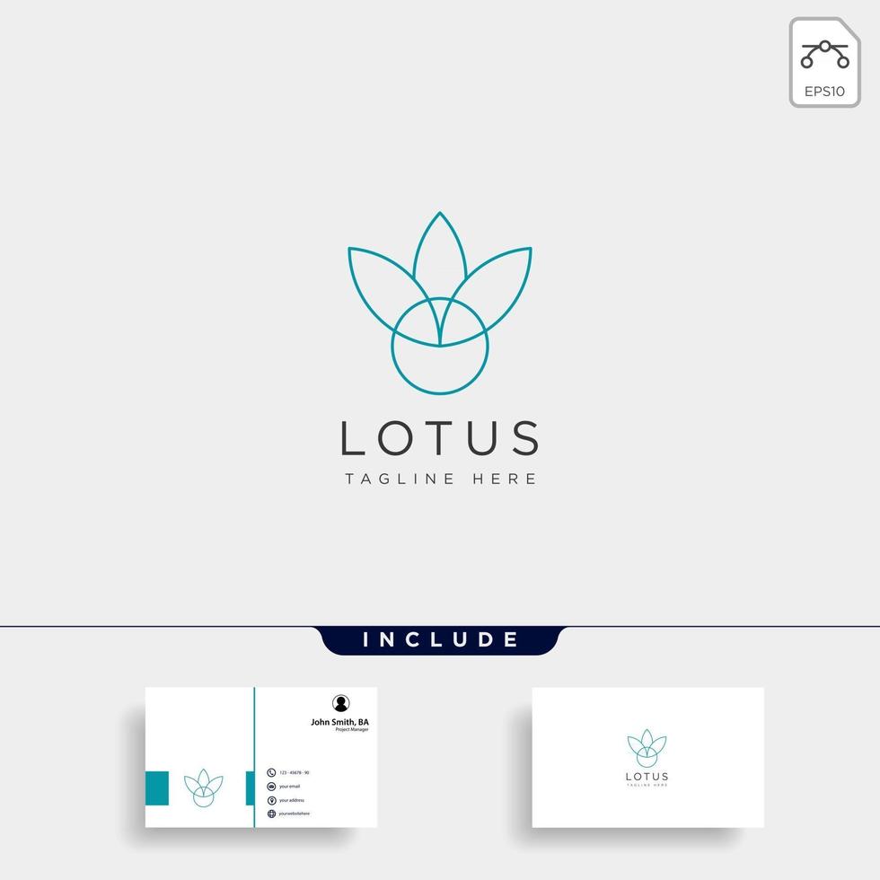 flower floral line beauty premium simple logo template with business card vector