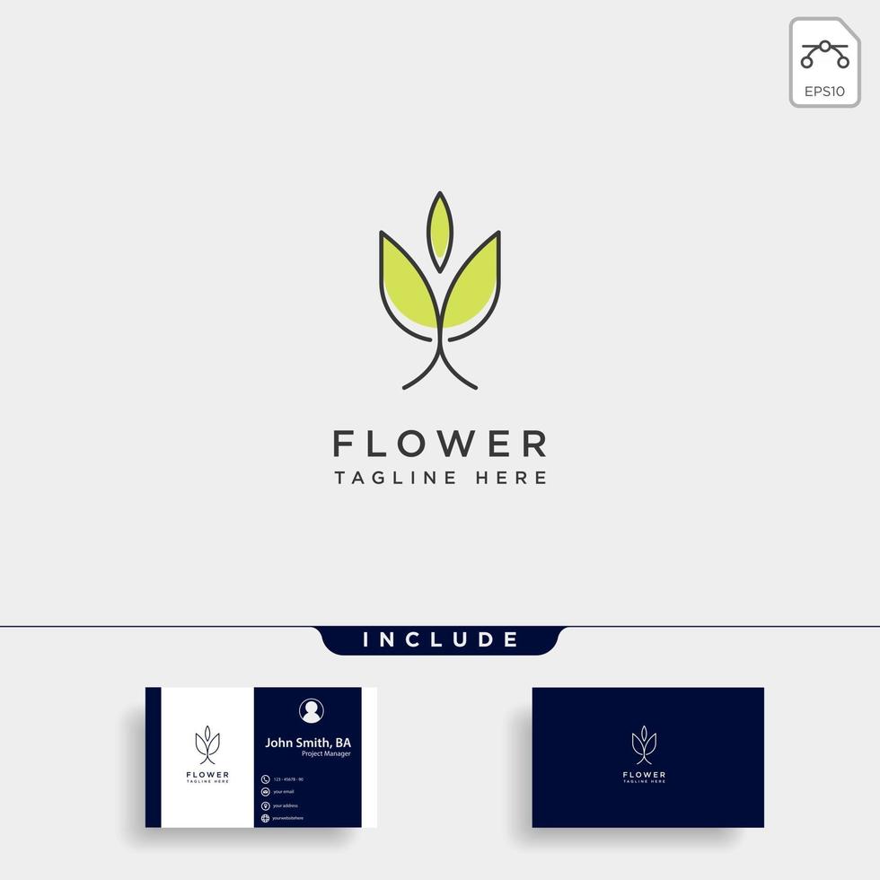 flower floral line beauty premium simple logo template vector icon element