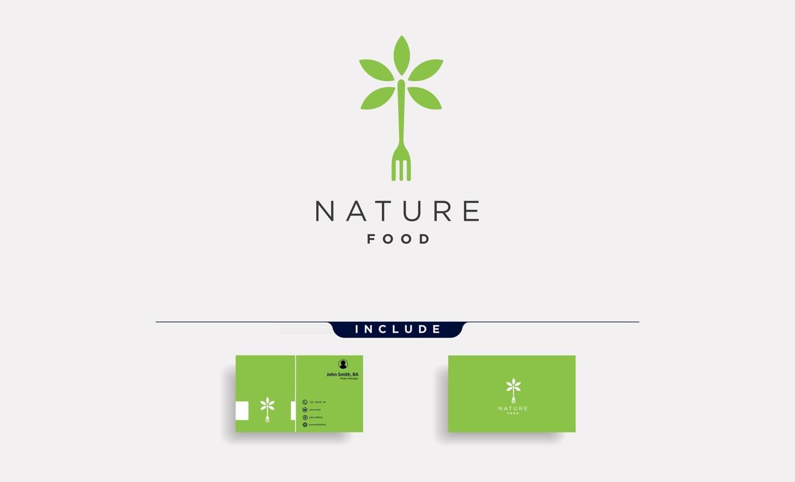 tenedor, naturaleza, alimentos, equipo, simple, plano, logotipo, plantilla, diseño, vector, ilustración, vector