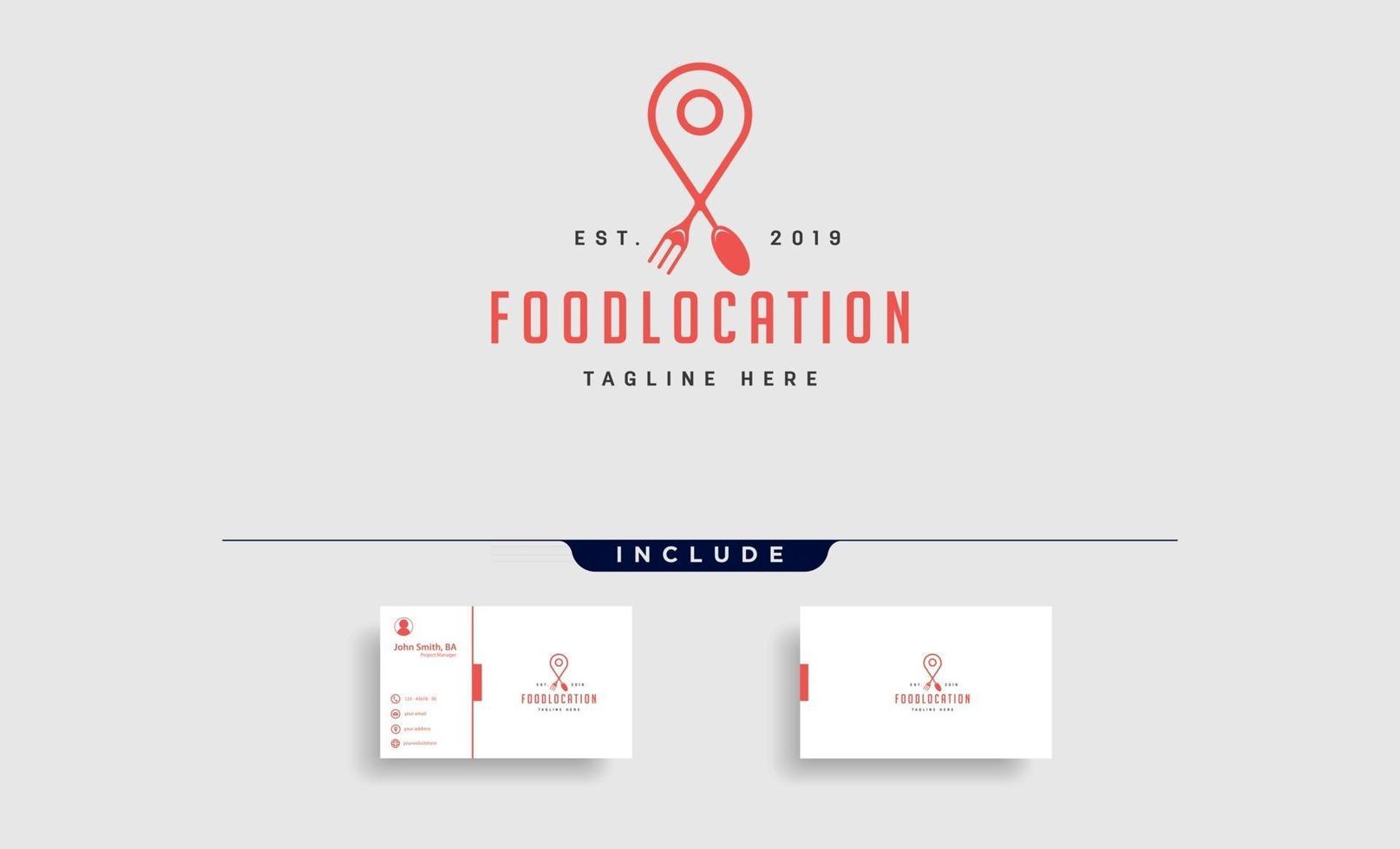 food pin navigation simple flat luxury logo design vector icon element logo with business card