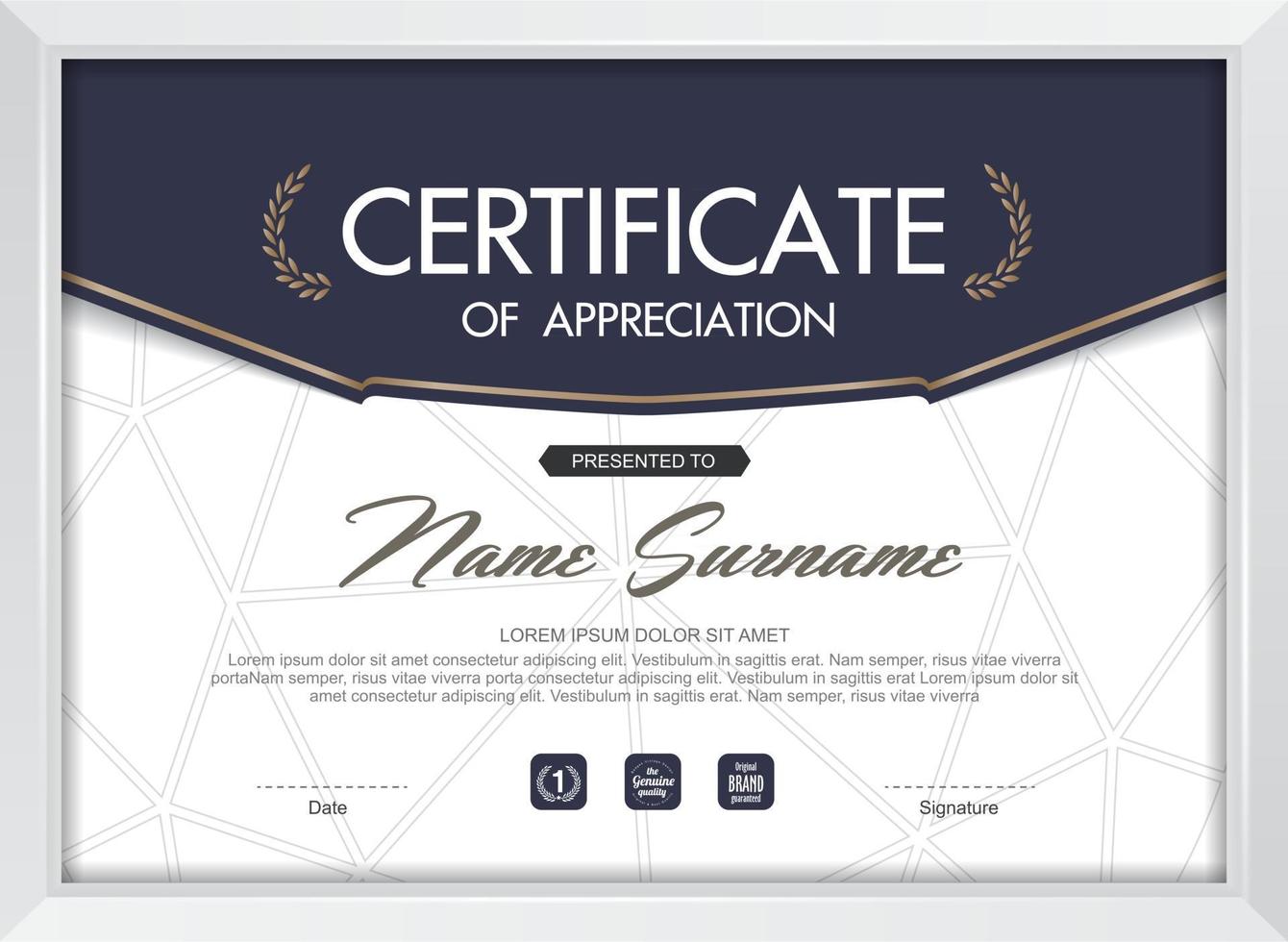 Certificate of appreciation template vector