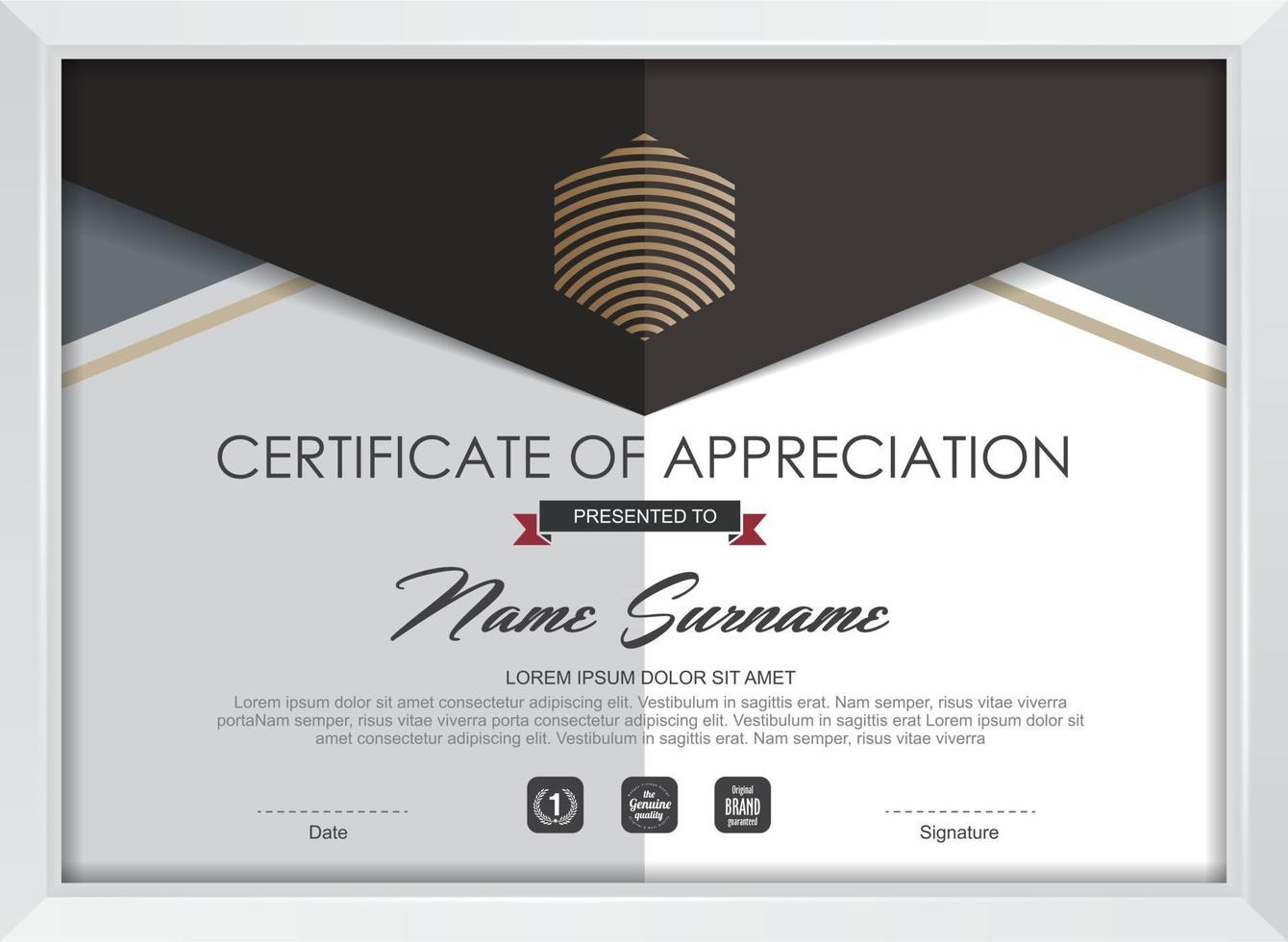 Certificate of appreciation template vector