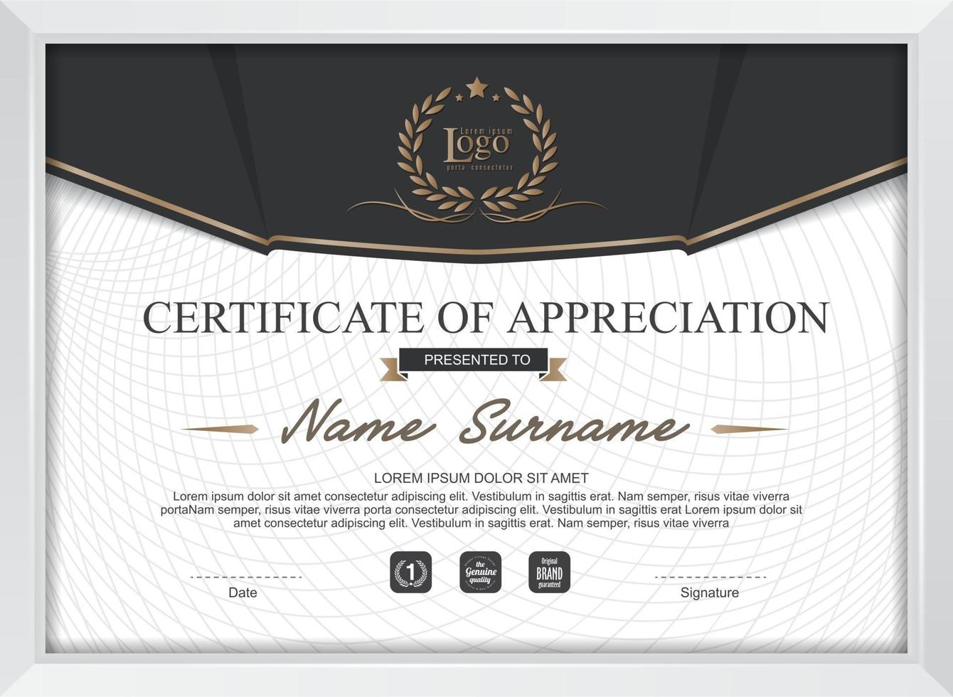Certificate of appreciation template vector