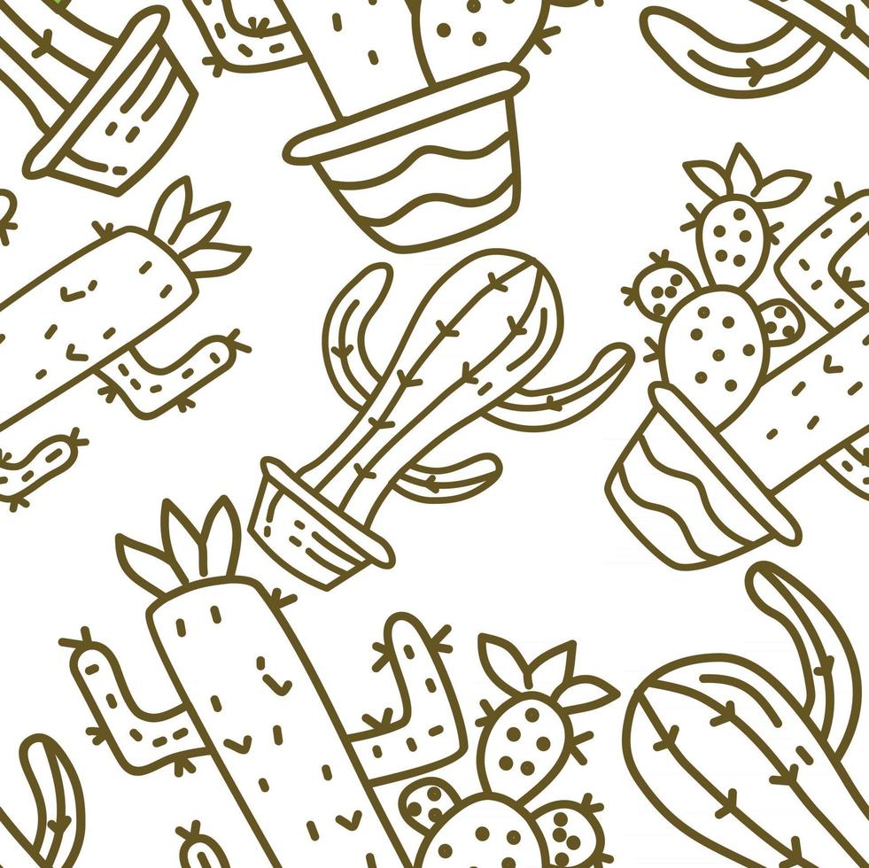 Cactus Pattern Seamless Vector Template