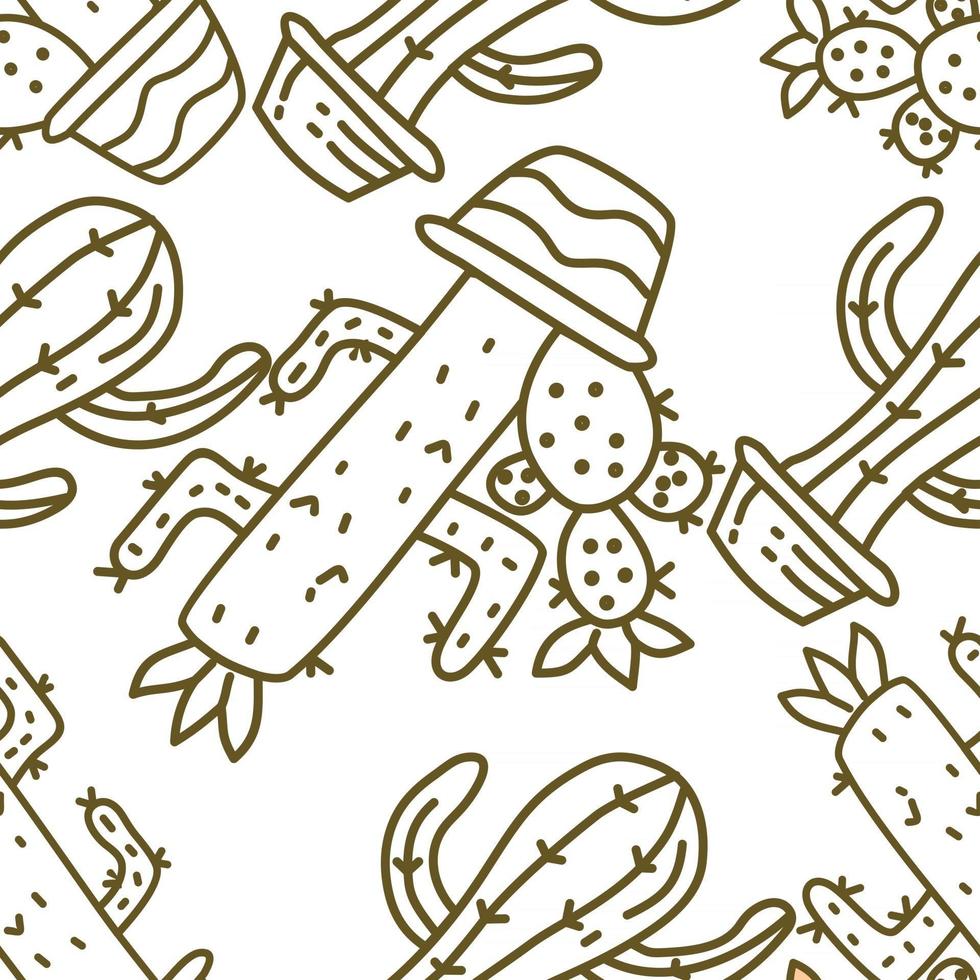 Cactus Pattern Seamless Vector Template