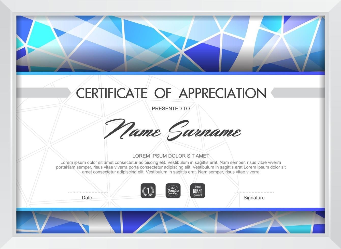 Certificate of appreciation template vector