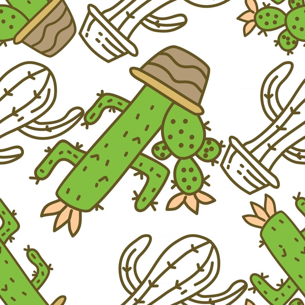 Cactus Pattern Seamless Vector Template