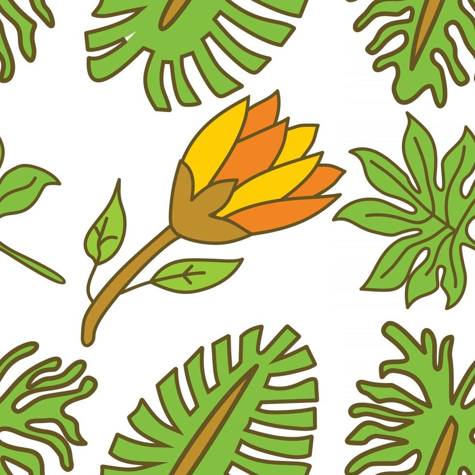 Flower Leaf Pattern Seamless Vector Template