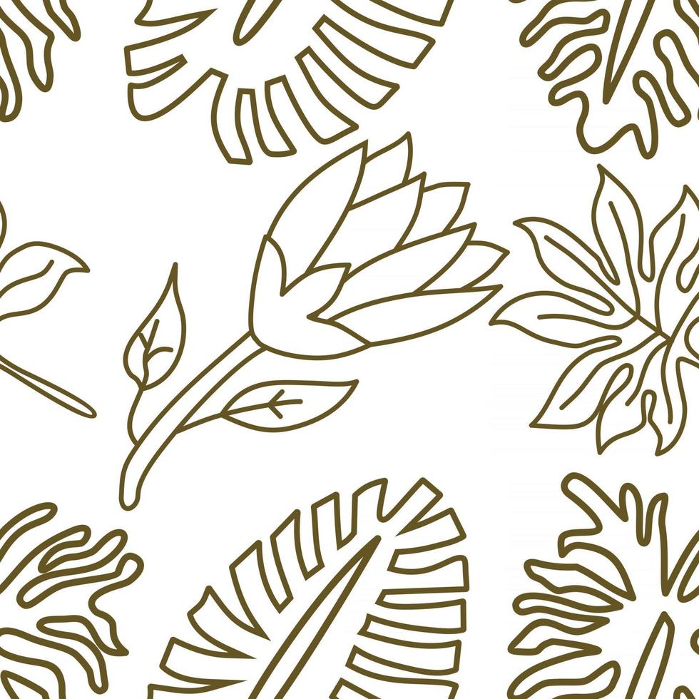 Flower Leaf Pattern Seamless Vector Template