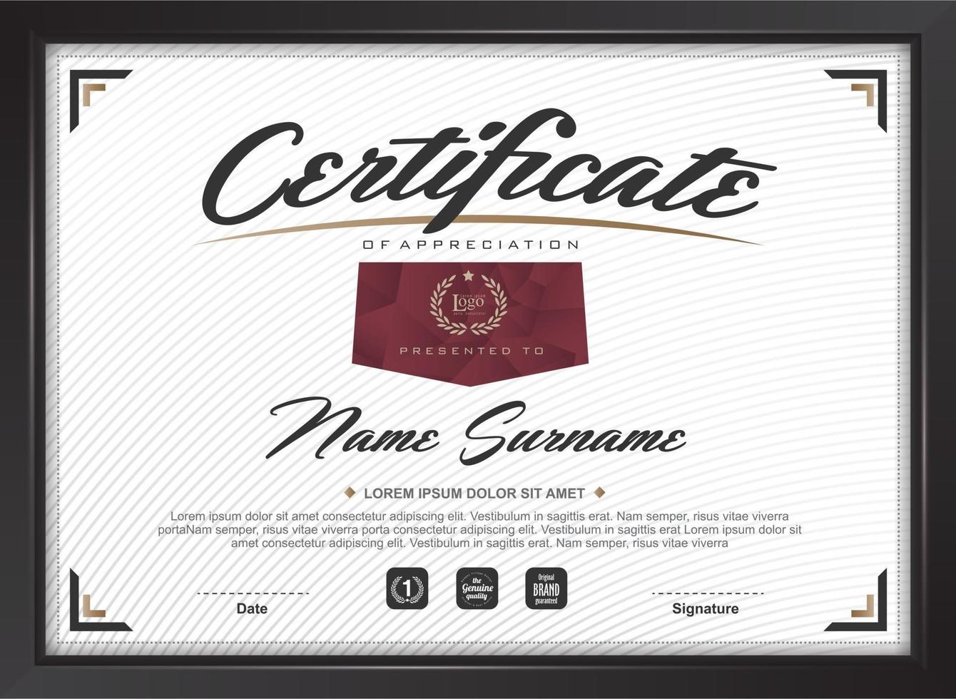 Certificate of appreciation template vector