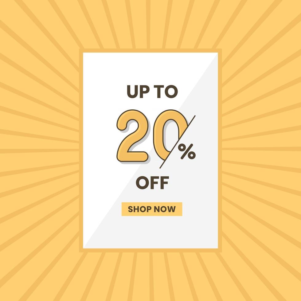 Up to 20 percent off sales offer Promotional sales banner up to 20 discount offer vector