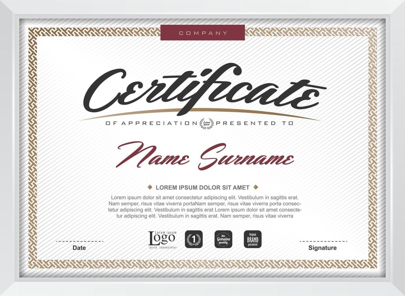 Certificate of appreciation template vector