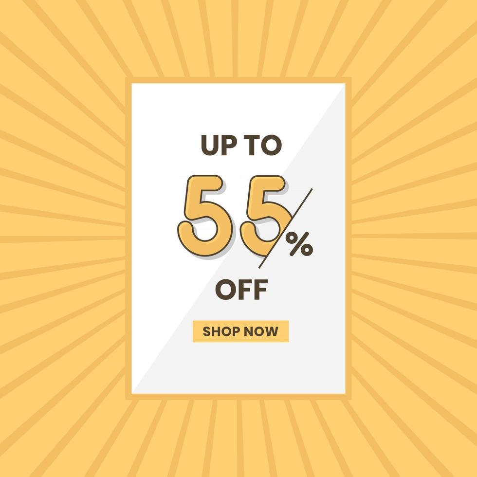 Up to 55 percent off sales offer Promotional sales banner up to 55 discount offer vector