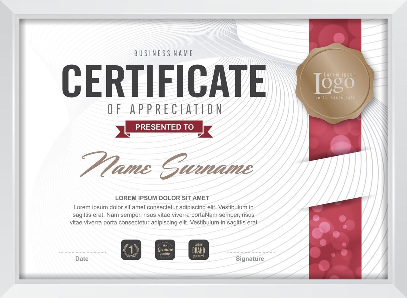 Certificate of appreciation template vector