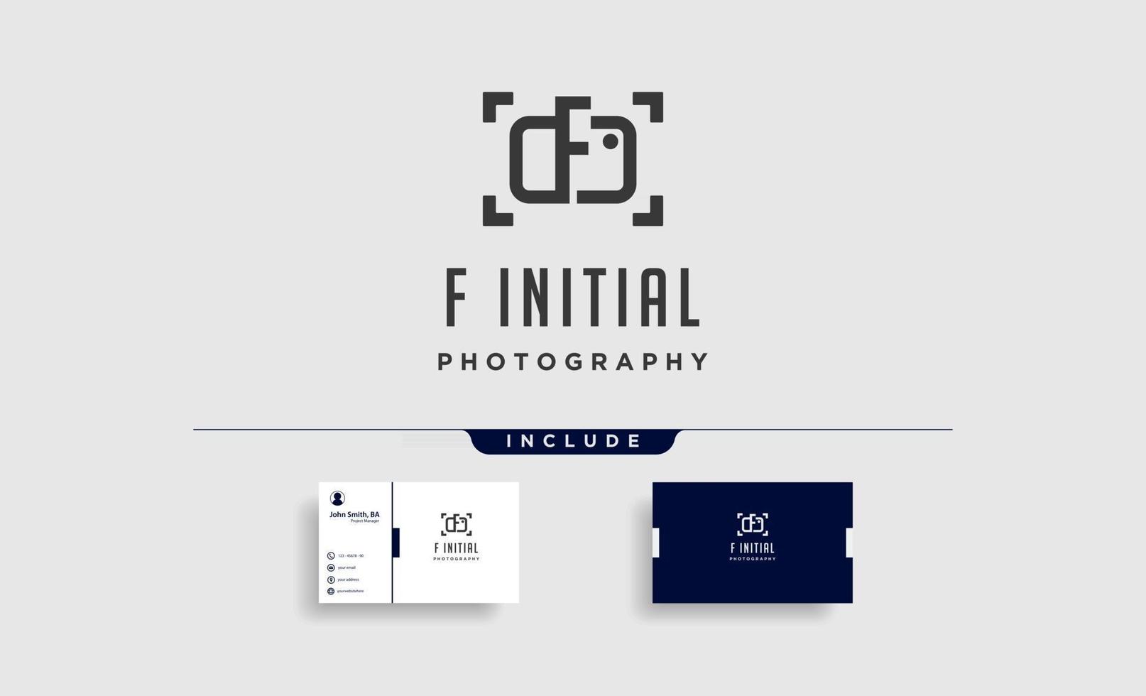 f fotografía inicial logo plantilla vector diseño icono elemento