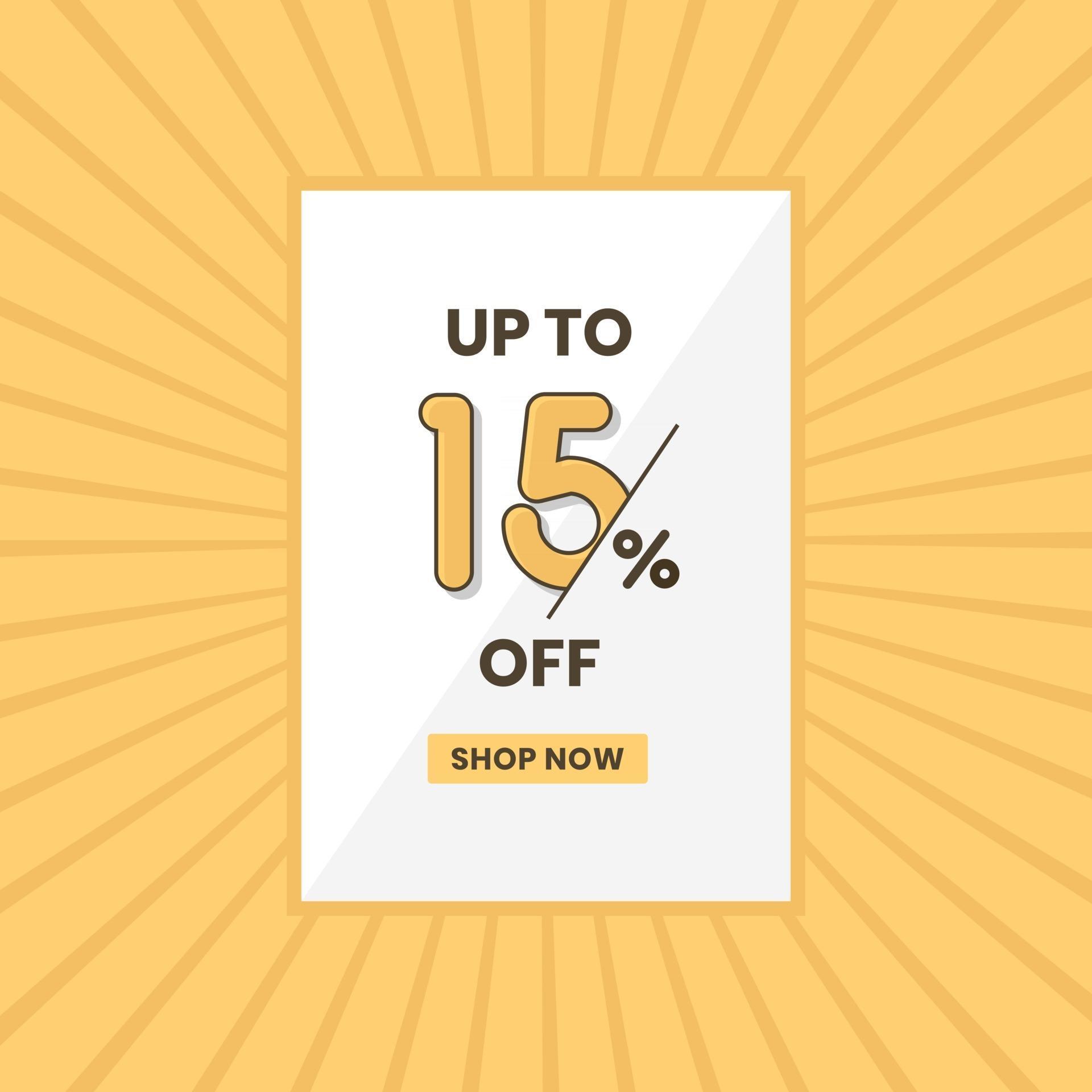 Up to 15 percent off sales offer Promotional sales banner up to 15