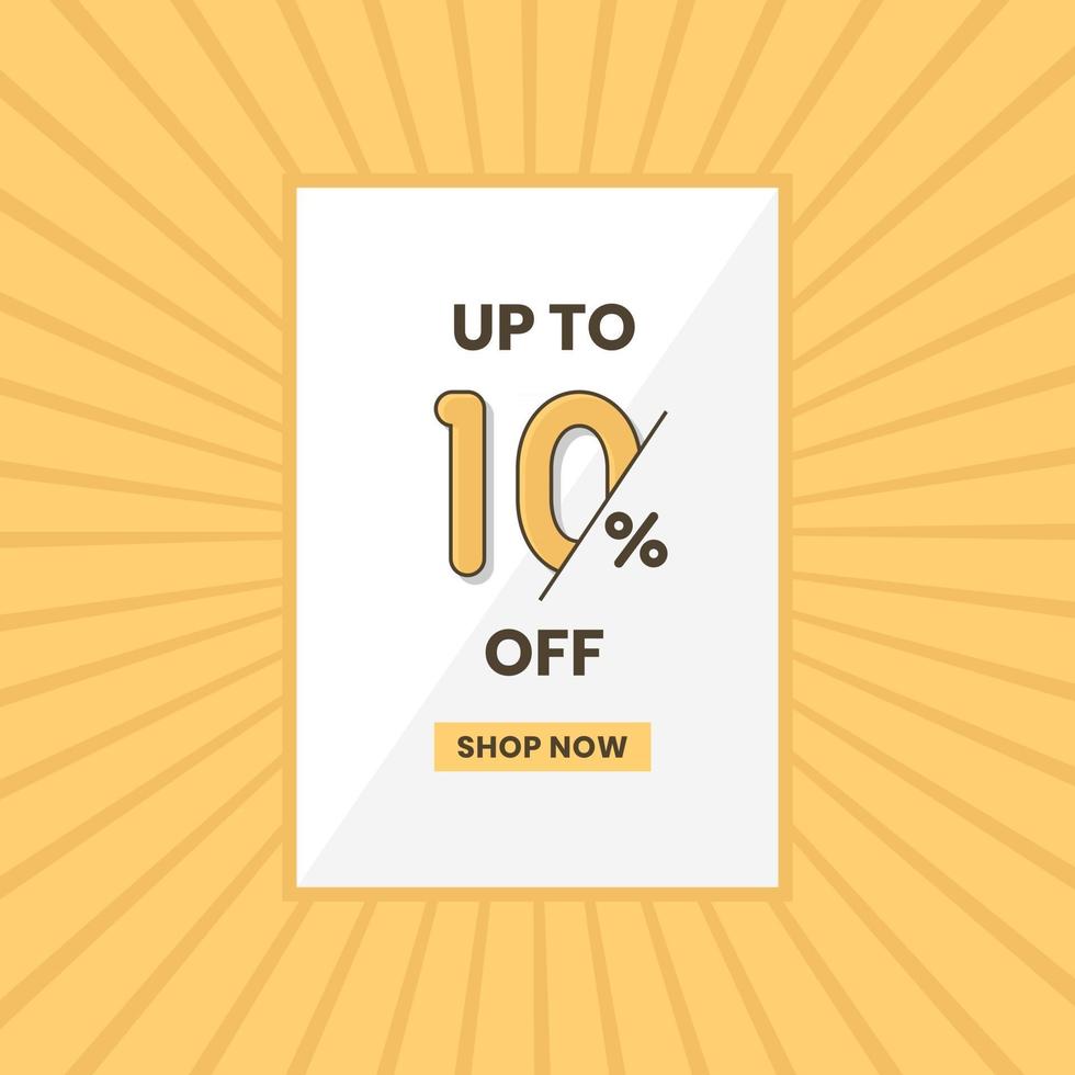 Up to 10 percent off sales offer Promotional sales banner up to 10 discount offer vector