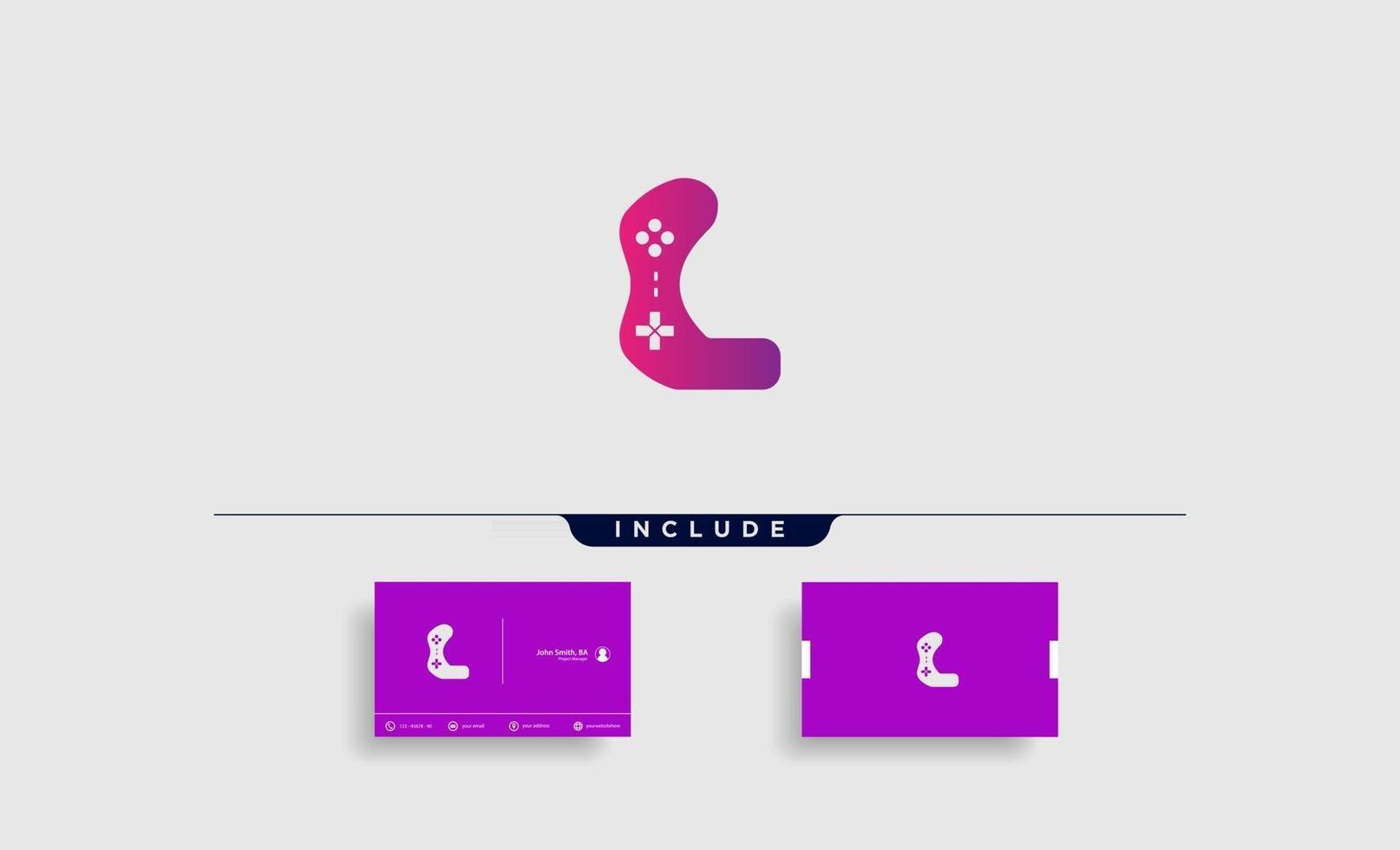 Letra l juego logo diseño plantilla vector ilustración gamepad icono elemento vector