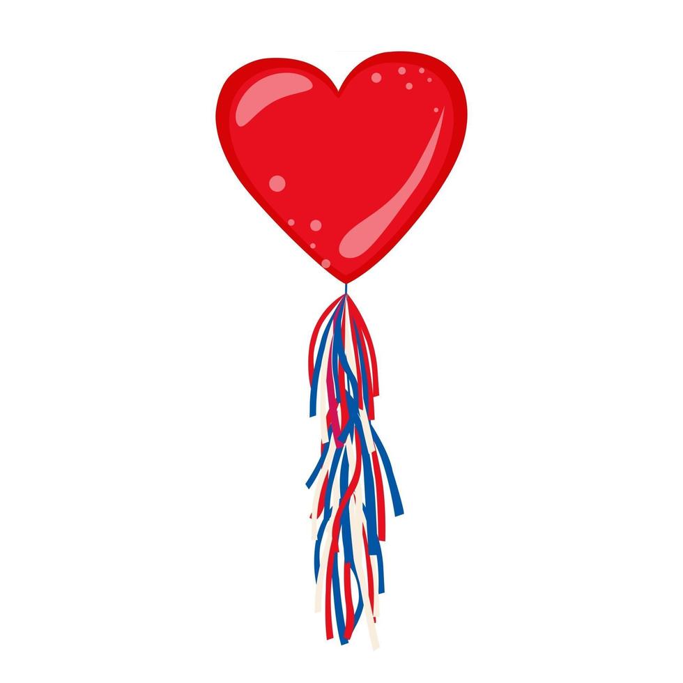 Heart Shaped Balloons with the United States of America and Tassels Vector Illustration on Transparent Background