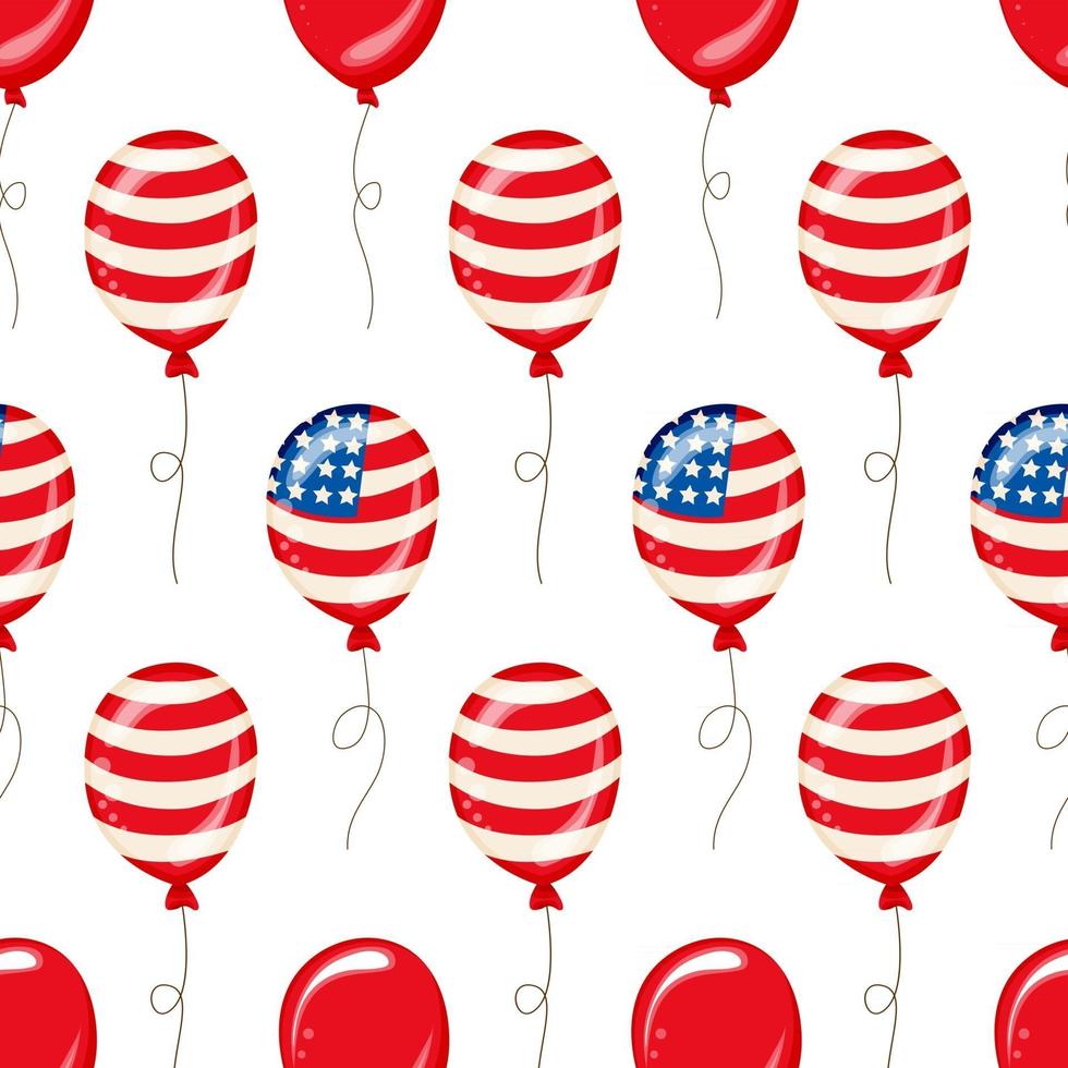 Seamless Pattern Balloons for Independence Day American Patriotic Fabric Transparent Background vector
