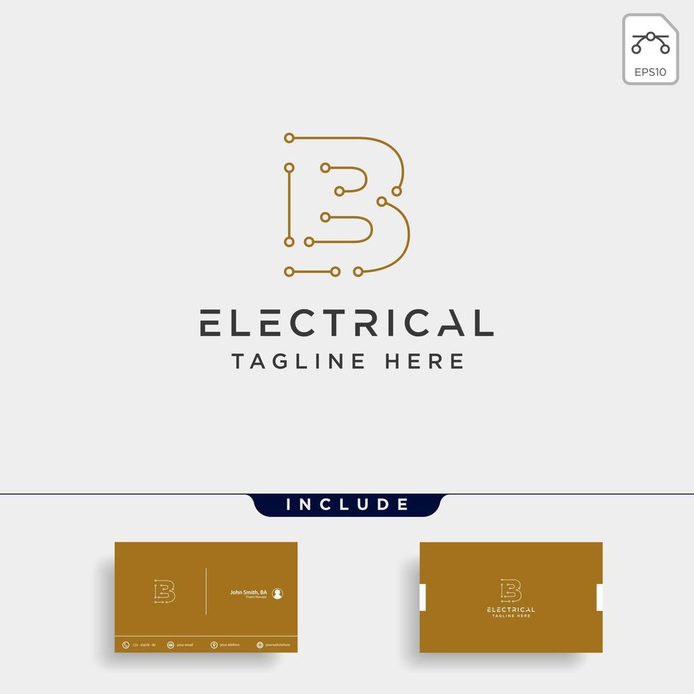 Conectar o eléctrico b diseño de logotipo vector icono elemento aislado con tarjeta de visita incluye