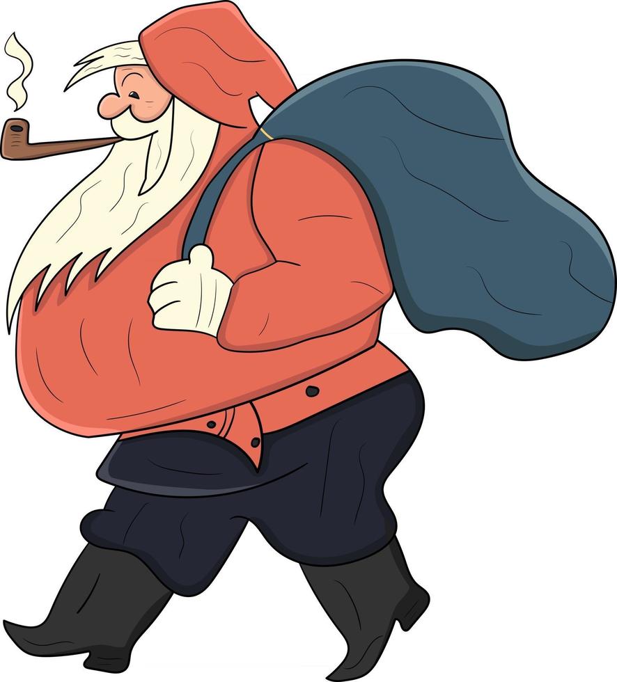 cute santa claus with his pipe perfect for christmas design project vector