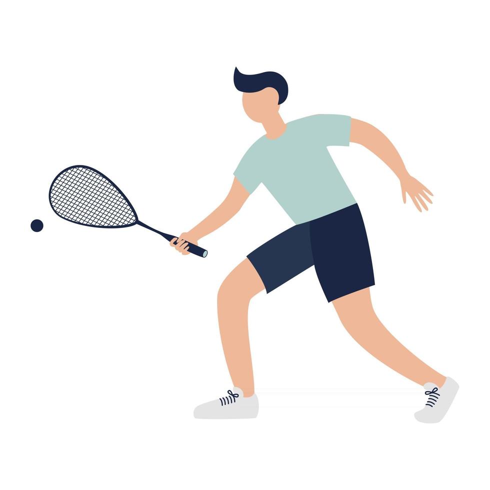 Squash Player with Racket Isolated Vector Illustration