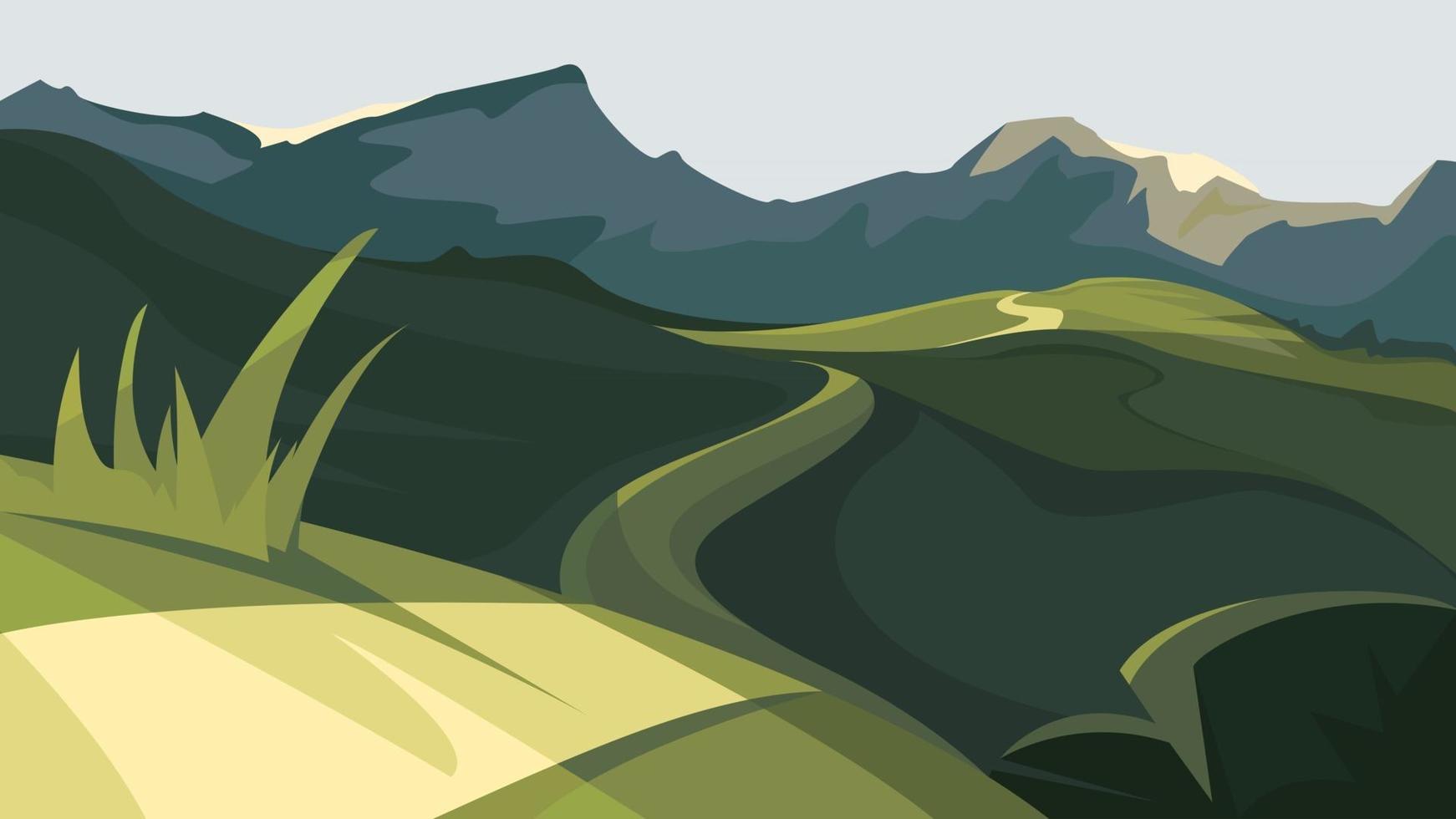 Road to mountains vector