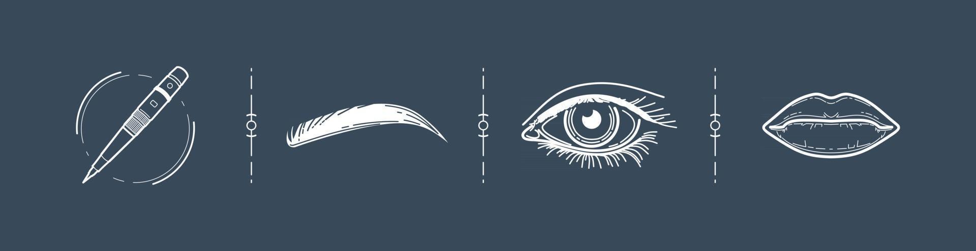 labios ojos cejas tatuaje vector