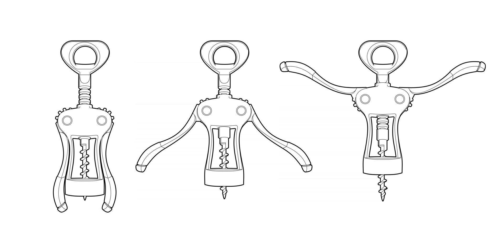 corkscrew in different positions vector