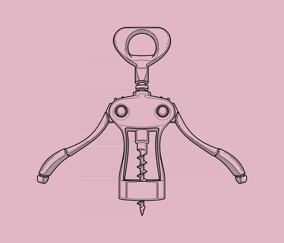 corkscrew to open a bottle vector